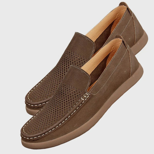 EAGSITY High quality Cow leather outdoor casual shoes slip on Men's loafer shoes slip on retro sneaker work shoes