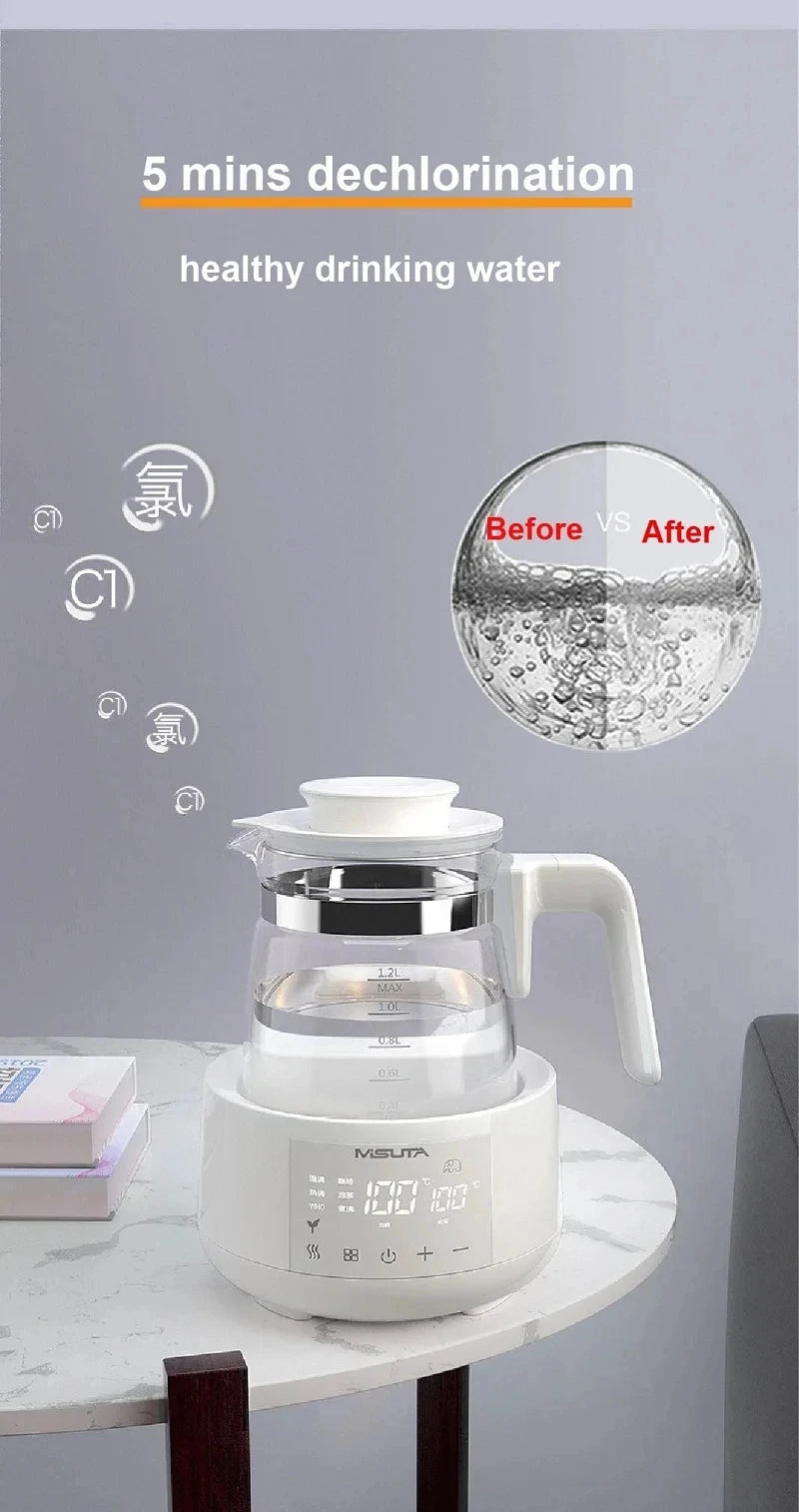 1200ml Smart Constant Temperature Milk Regulator Glass Kettle Baby Milk Powder Electric Kettle Multifunctional Milk Warmer 220V