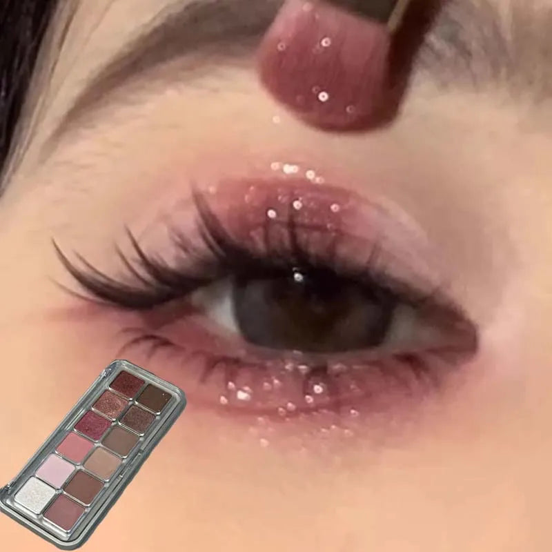 Eye Contour Makeup 12color Eyeshadow Palette Soft Matte Grey Pink Eyeshadow High Pigment Wine Red Brown Eye Shadow for Daily Use