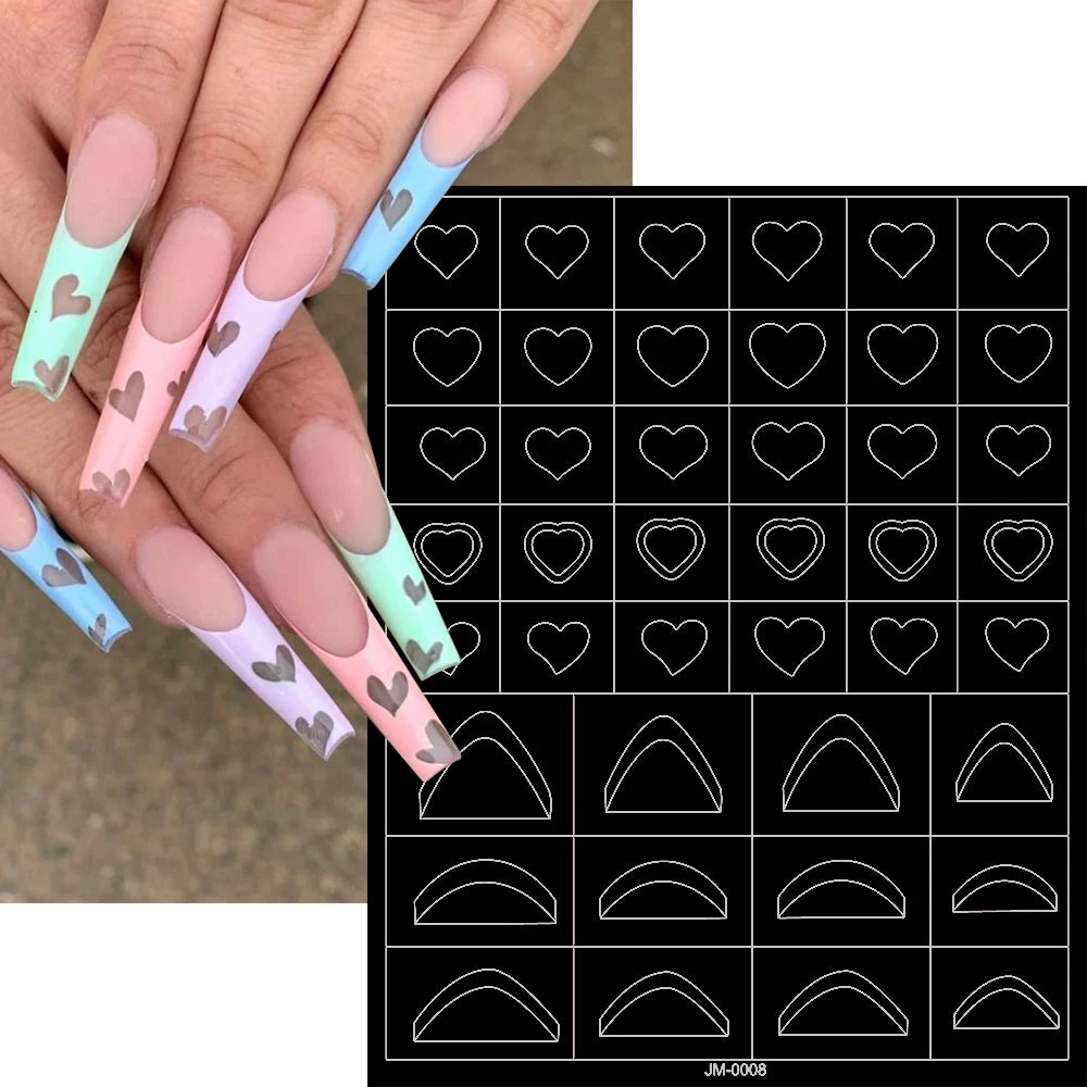 1pcs Hollow Out Butterfly Nail Art Stencils Stickers Spray Painted Design Love French Rose Template Nail Decals Auxiliary Tools