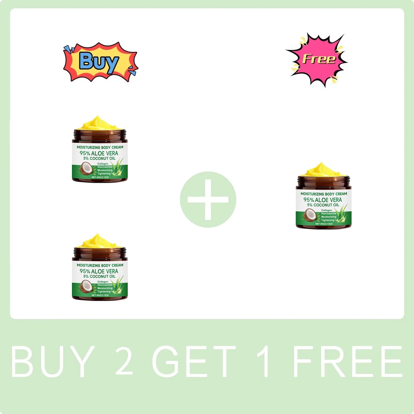 95% Aloe Vera Moisturizing Body Cream with 5% Coconut Oil Gentle Nourishing Tightening Skin Collagen Nicotinamide Body Lotion