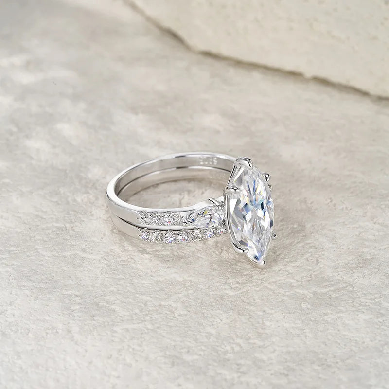 Full Moissanite D Color VVS1 Marquise Diamond Women's Ring Fine Jewlry Rings for Women Premium Fine Jewelry Rings for Women