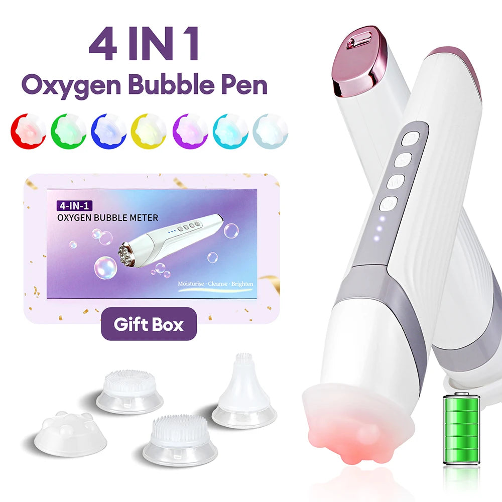 4 Tips CO2 Bubble Pen Aqua Skin Face Cleansing SPA Beauty Device CO2 Pods Massager Portable Oxygen Bubble Facial Machine