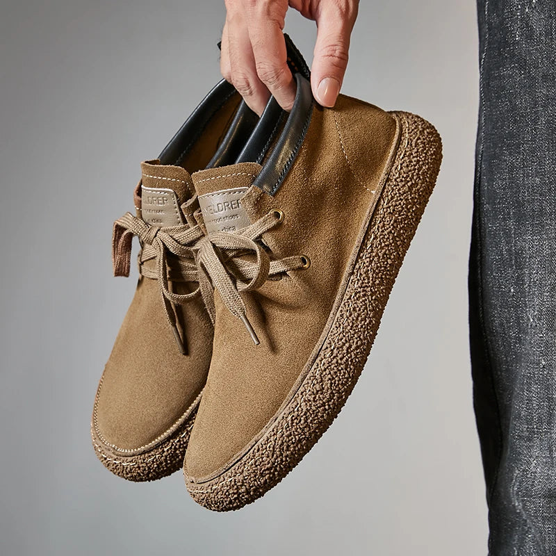 Genuine Leather Soft Sole Mens Casual Shoes Outdoor Breathable Suede Work Shoes High Quality Hiking Sneakers Walking Ankle Boots