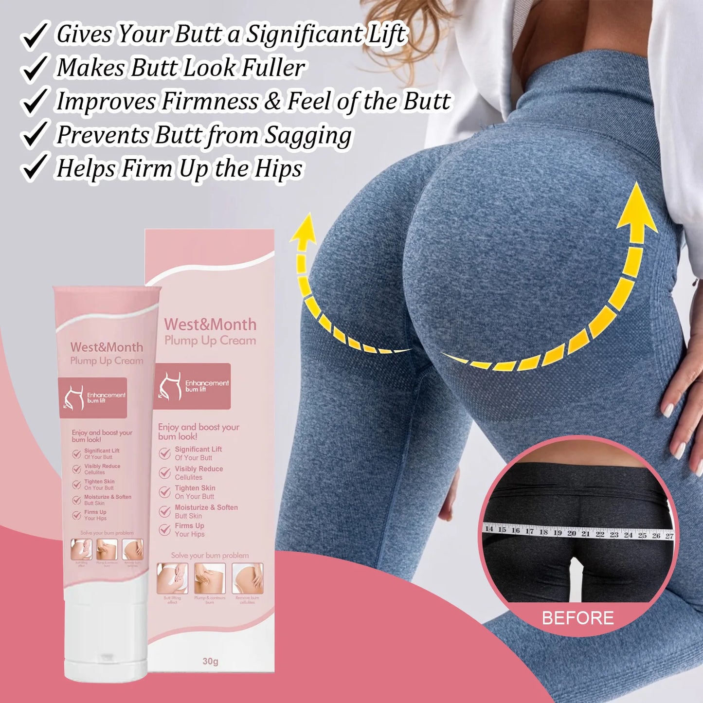 Butt Enhancement Cream Buttock Growth Enlargement Shaping Sexy Big Ass Prevent Fuller Sagging Nourishing Lift Hip Plump up Cream
