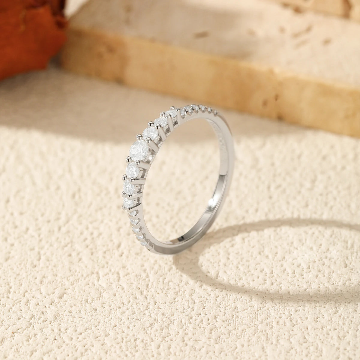 MODIAN Fashion Stacking Slim Rings 925 Sterling Silver Sparkling Round Moissanite Rings For Women Fine Jewelry