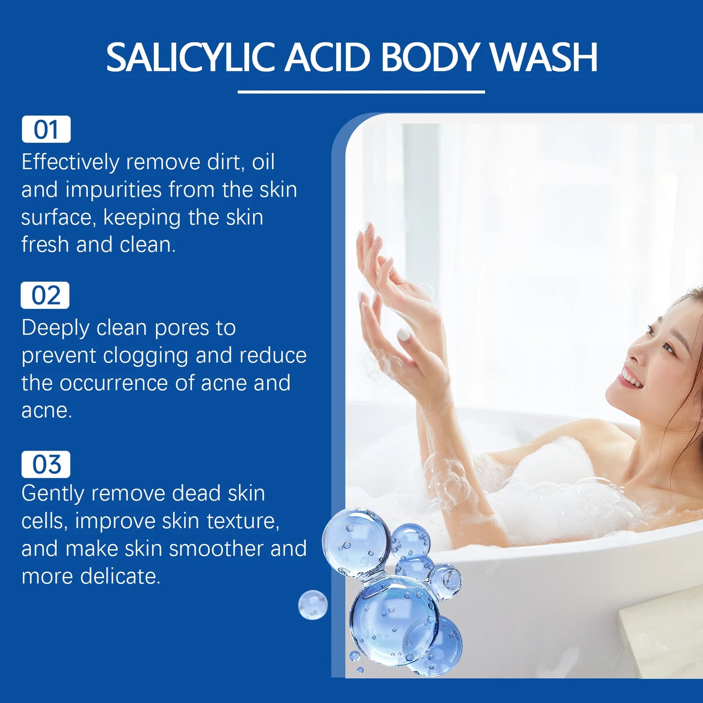 Oce Aura Salicylic Acid Shower Gel Daily Gentle Cleanse Exfoliate Oil Control Refreshing Comfortable Lubrication for Clear Skin