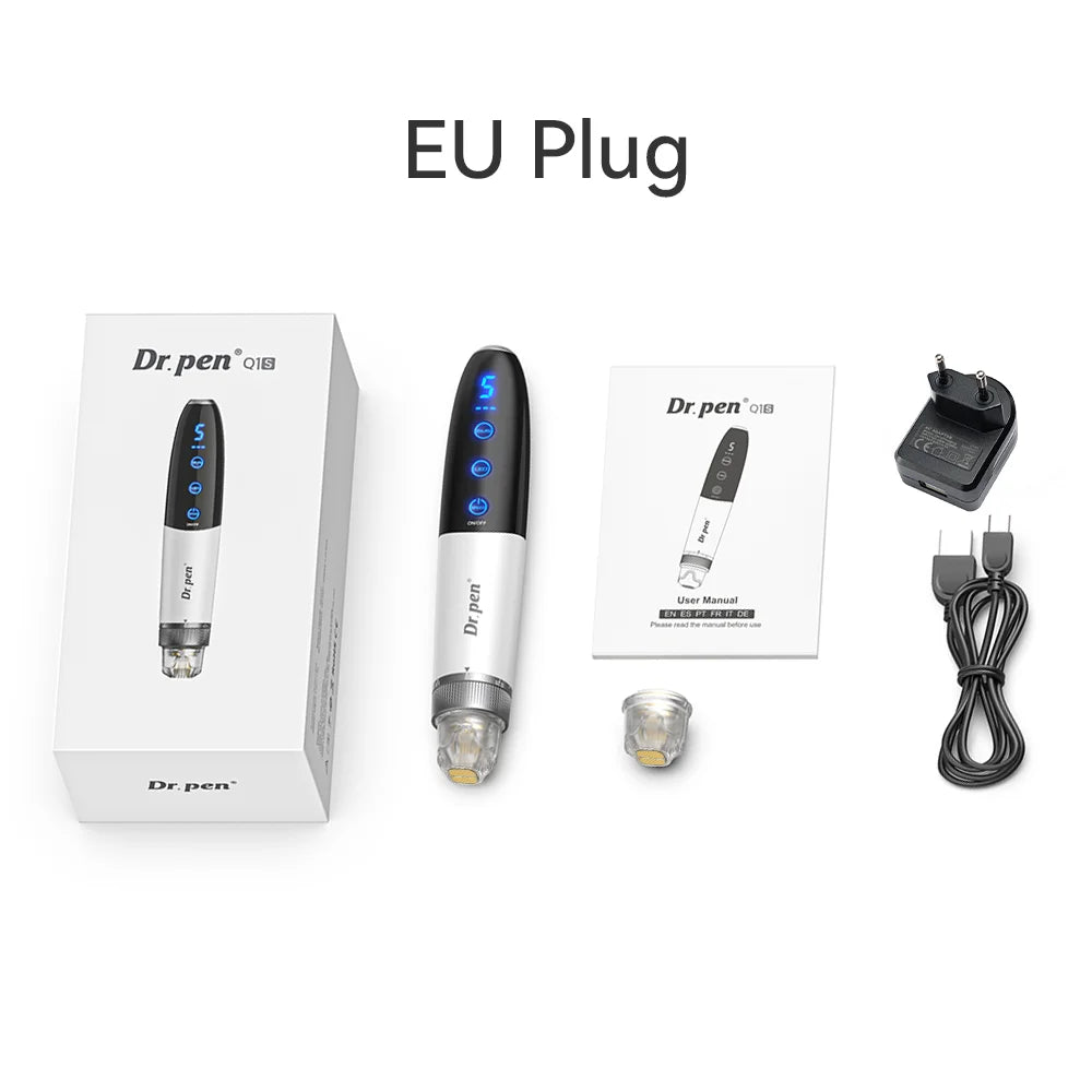 Dr.pen Q1S: Microneedle with EMS, Red/Blue LED, 700mAh Built-in Battery,2 Titanium Cartridge, Needle length 0.25 mm