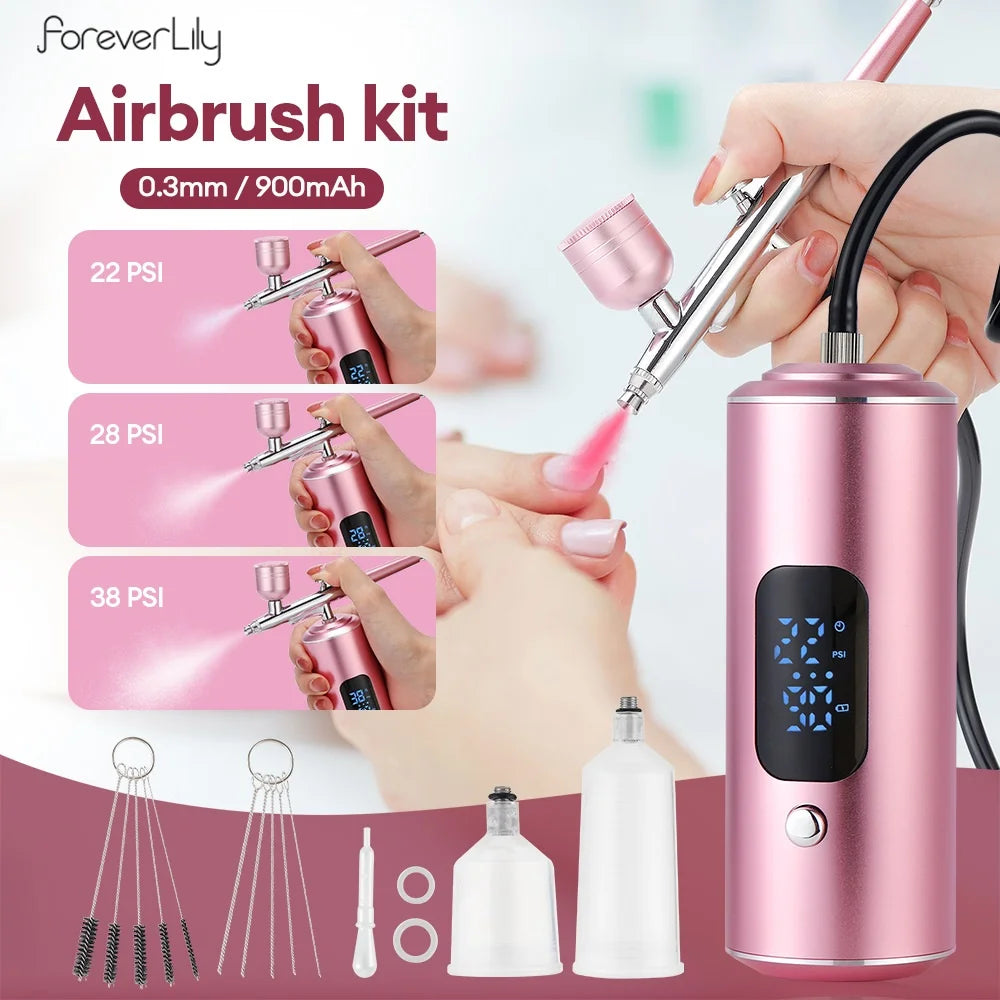 Portable Airbrush Kit Mini Air Compressor Paint Spray Gun For Nail Art Tattoo Craft Cake Pastry Painting Face Hydrating Sprayer