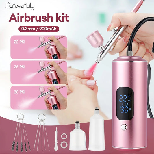 Portable Airbrush Kit Mini Air Compressor Paint Spray Gun For Nail Art Tattoo Craft Cake Pastry Painting Face Hydrating Sprayer