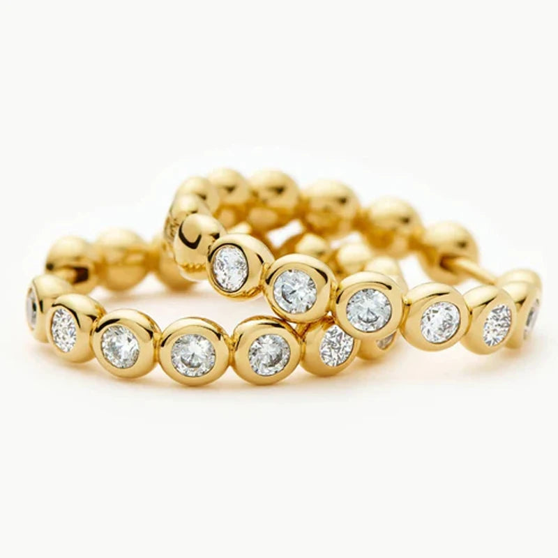Lnkry Test Passed 2.5mm Moissanite Bubble Stye Hoop Earring For Women 14k Gold Filled Round Circel Earrings Jewelry Gift