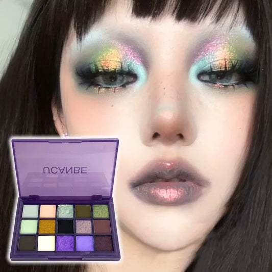 Ucanbe 15 Color Eyeshadow Palette Macaron Style Multi-Color Matte Finish Playful Performance Rainbow Dopamine Stage Makeup 10.8g