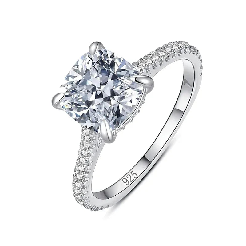 925 Sterling Silver Gorgeous Sparkling 8*8mm Square Zircon Ring For Women Engagement Wedding Luxury High Quality Fine Jewelry