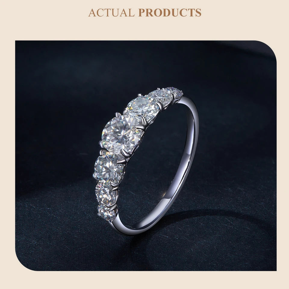 Bamoer Moissanite Ring Heart Setting D Color VVS1 EX Lab Diamond Ring 925 Sterling Silver for Women Engagement Wedding Jewelry