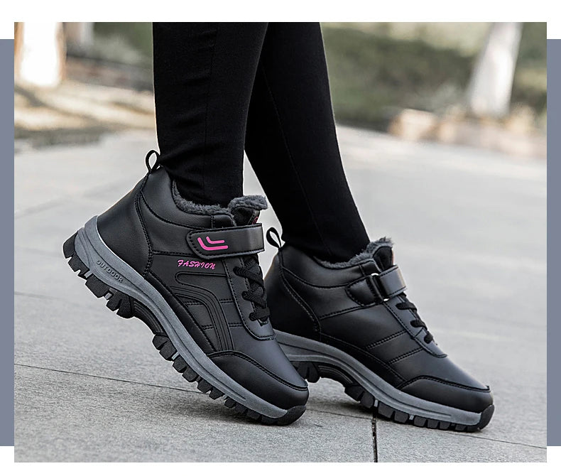 Winter Men's Snow Boots Women Slip On Winter Shoes Waterproof Comfortable Ankle Boots Sneakers Plush Hiking Walking Couple Shoes
