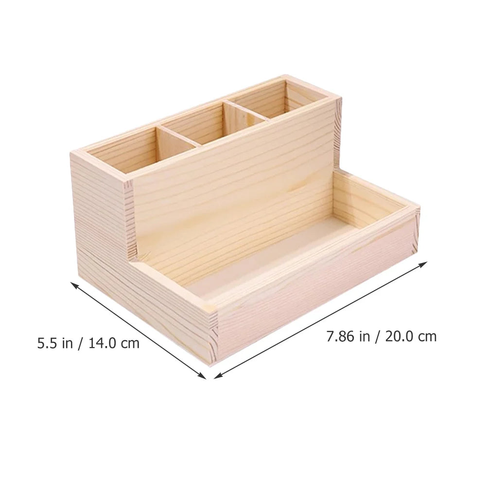 Wooden Makeup Organizer Desktop Storage Box Multi-Grid Cosmetics Storage Holder Stationery Organizer for Home Office Bedroom