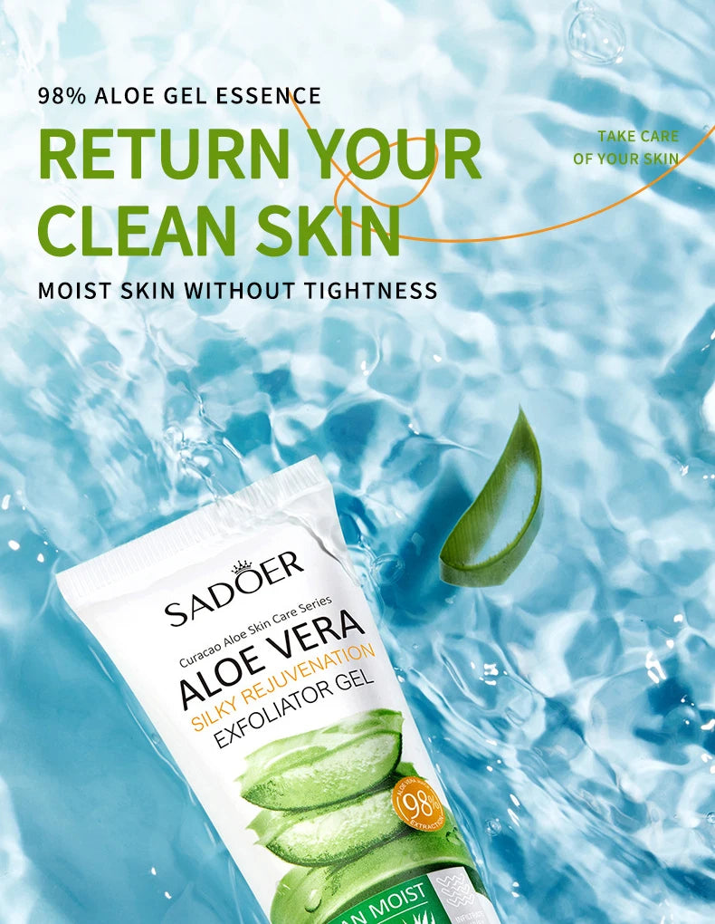 SADOER Exfoliating Aloe Vera Gel Facial Cleanser Deep Cleansing Exfoliant Gentle Moisturizing Face Exfoliation Facial Exfoliator