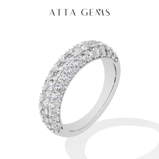 ATTAGEMS Full Lab Moissanite Diamond Rings for Women Half Wedding Band Sparkling S925 Silver Engagement Bride Fine Jewelry Gifts