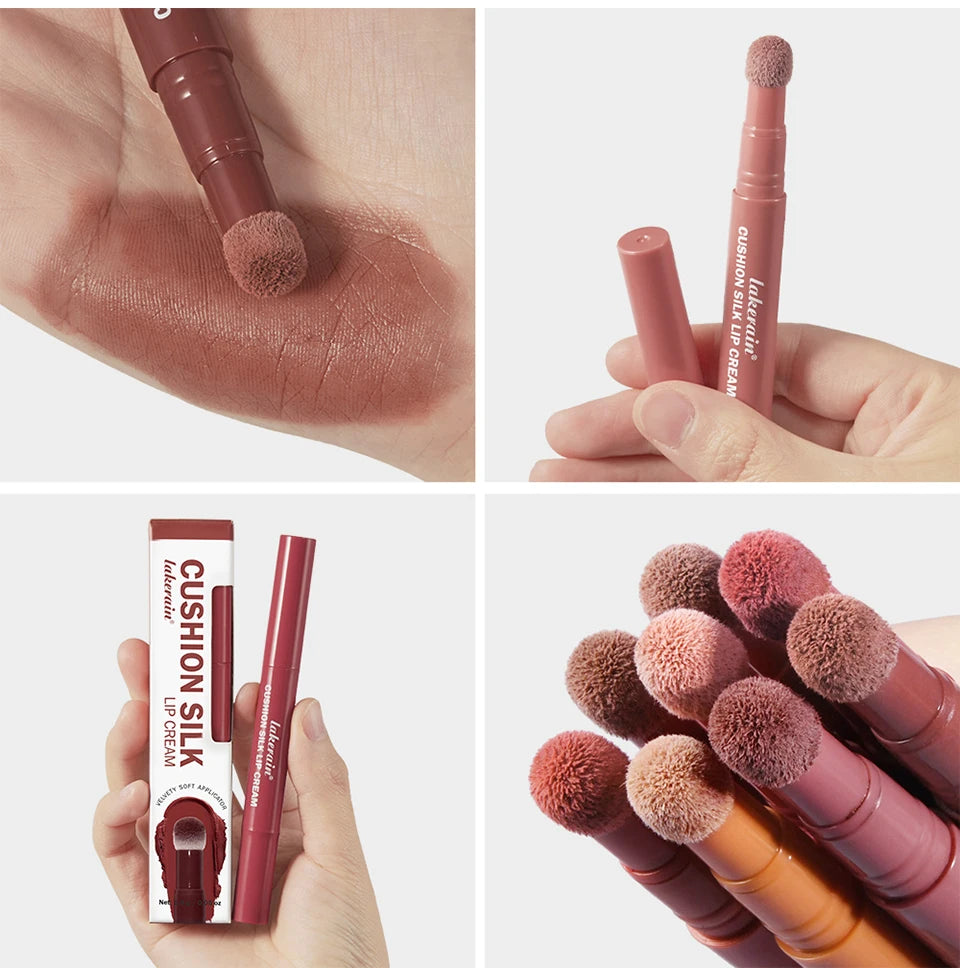Cushion Silk Lip Cream Long Lasting Wear Waterproof Non Transfer Formula Matte Velvety Finish Lip Glaze Natural Cosmetics