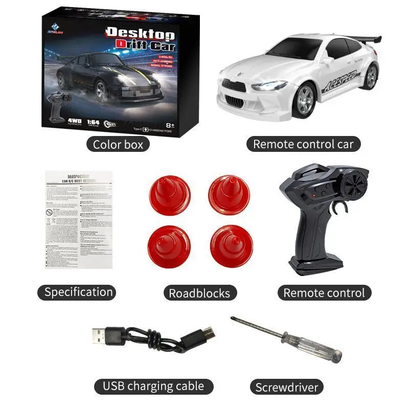 New Kf20 1: 64 Drift Rc Car Four Wheel Remote Control Car Racing Car Full Share Desktop Competition Toys Boys Perfect Gifts