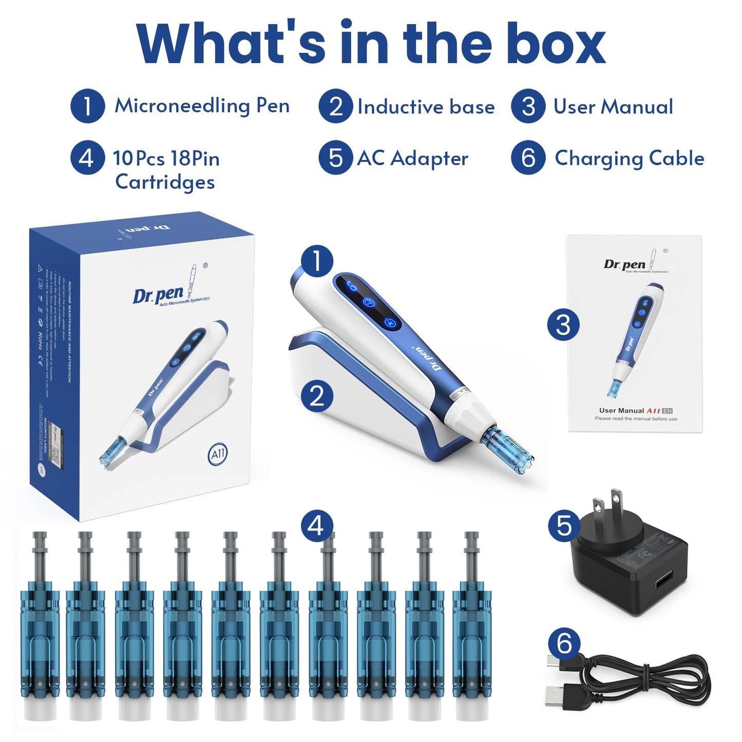 Newest Authentic Dr. Pen A11 With 12 Pcs Needles Gifts Ultima PRO Microneedling Pen 0.25 mm needle length