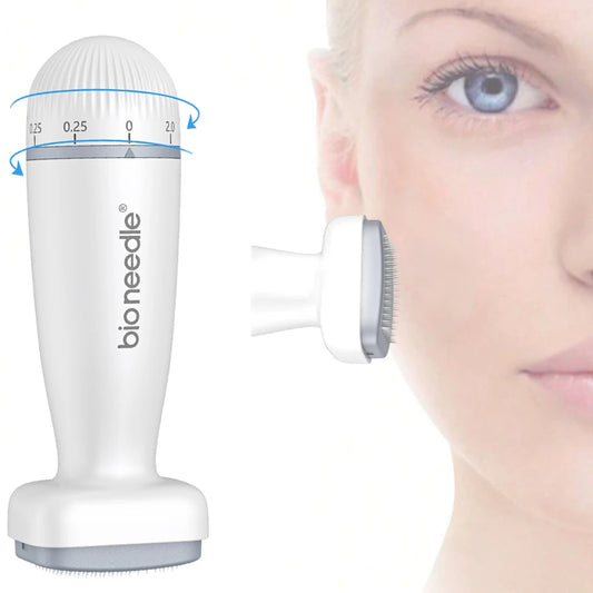 Bioneedle Derma Stamp - 120 Needles, Professional Microneedling Stamp 0-2mm Adjustable Needles for Women & Men Anti-Aging