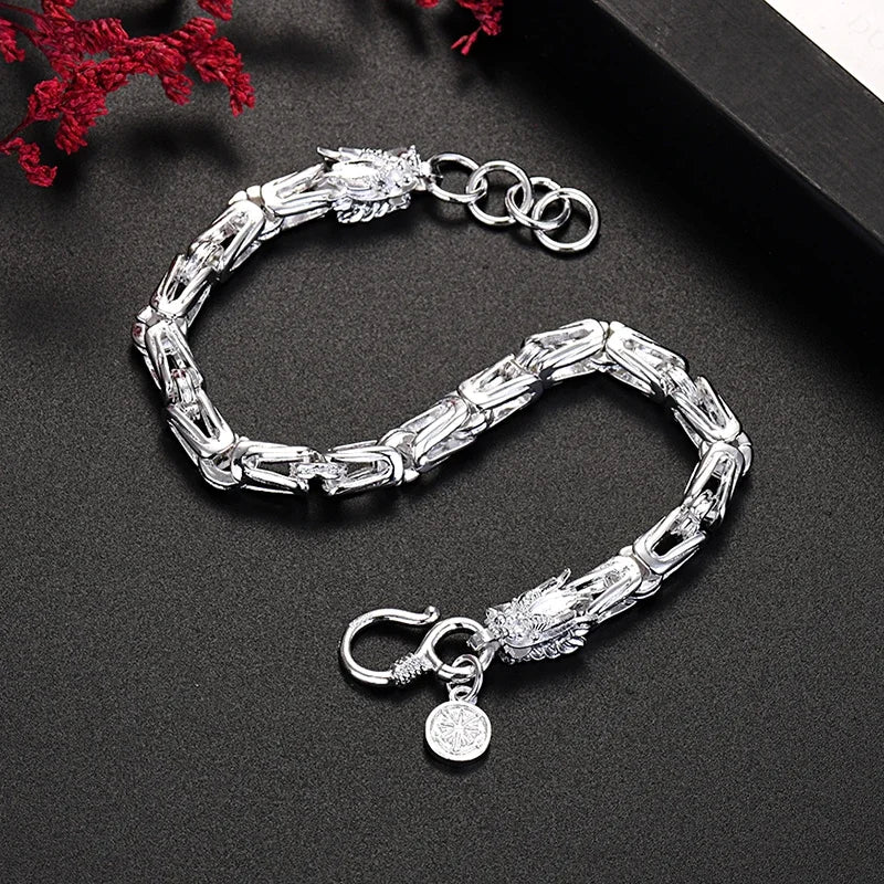 New 925 Sterling Silver original dragon head Chain bracelets for men's fashion jewelry party wedding Accessories Holidays gifts