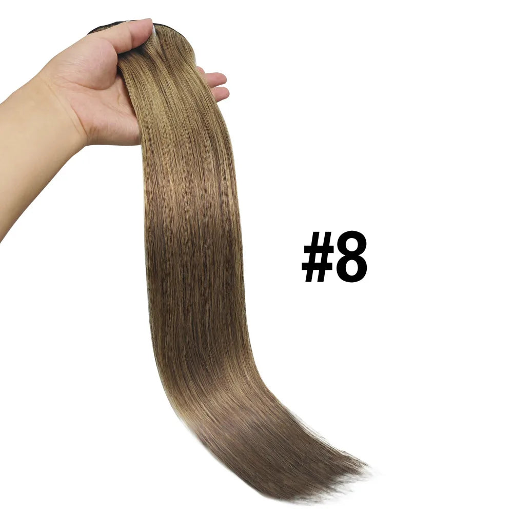 Clip Ins Straight Seamless Brazilian Human Hair Extensions Natural Color Invisible Clip In Hair Extension 16-26 Inches For Women