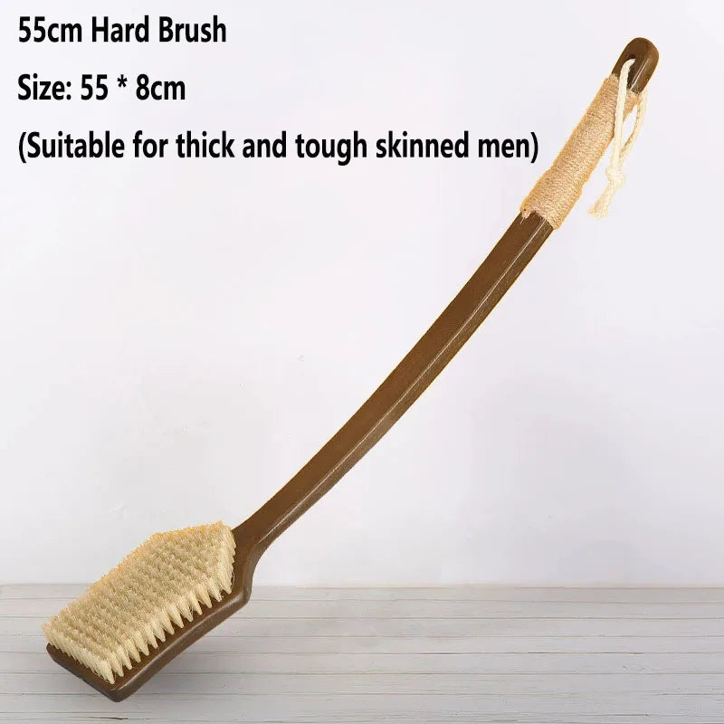 Extra Long Body Hard Brush with Wooden Handle for Bathing, Soft Bath Brush for Scrubbing Mud, Drying Brush for Scrubbing Back