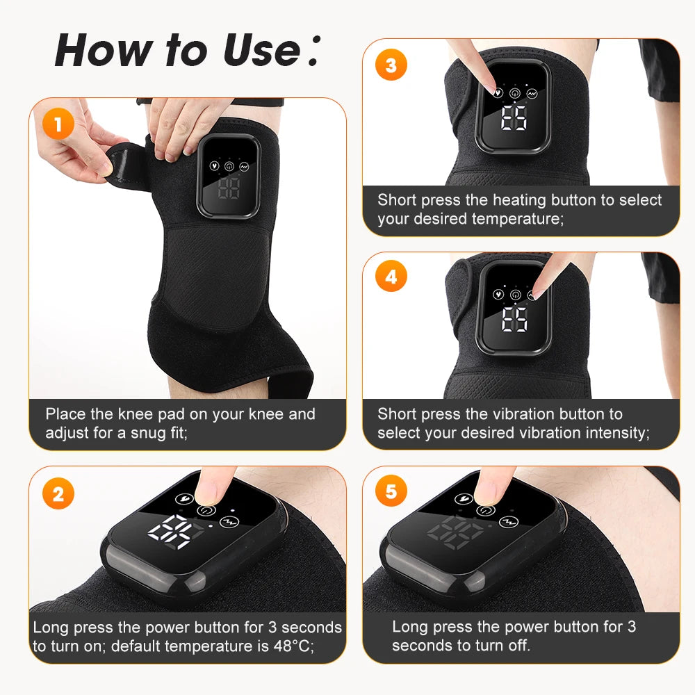 Electric Knee Heating Massager Brace Large Area Wrap Knee Support Strap Hot Compress Braces Pads Knee Sports Massage Protector