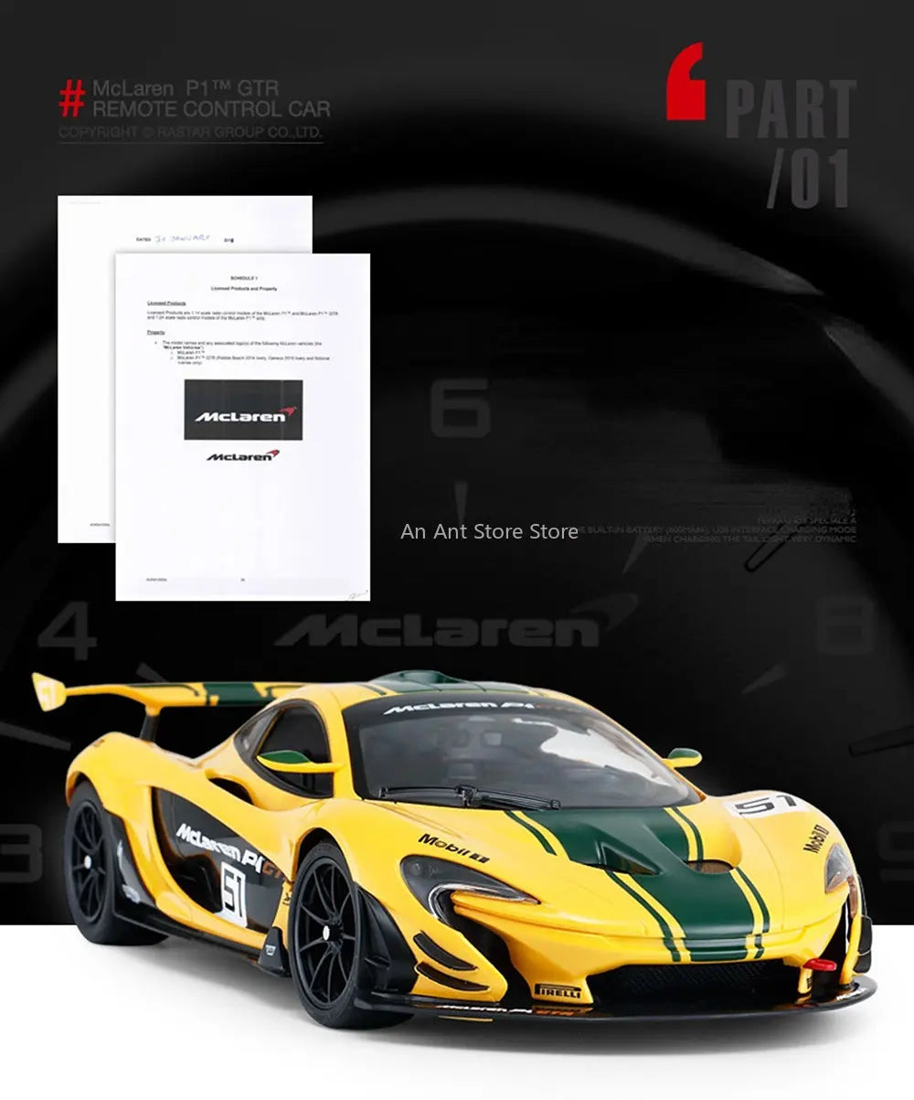 Mclaren P1 GTR RC Car 1:14 Scale Remote Control Car Model Radio Controlled Auto Machine Vehicle Toy Gift for Kids Adults