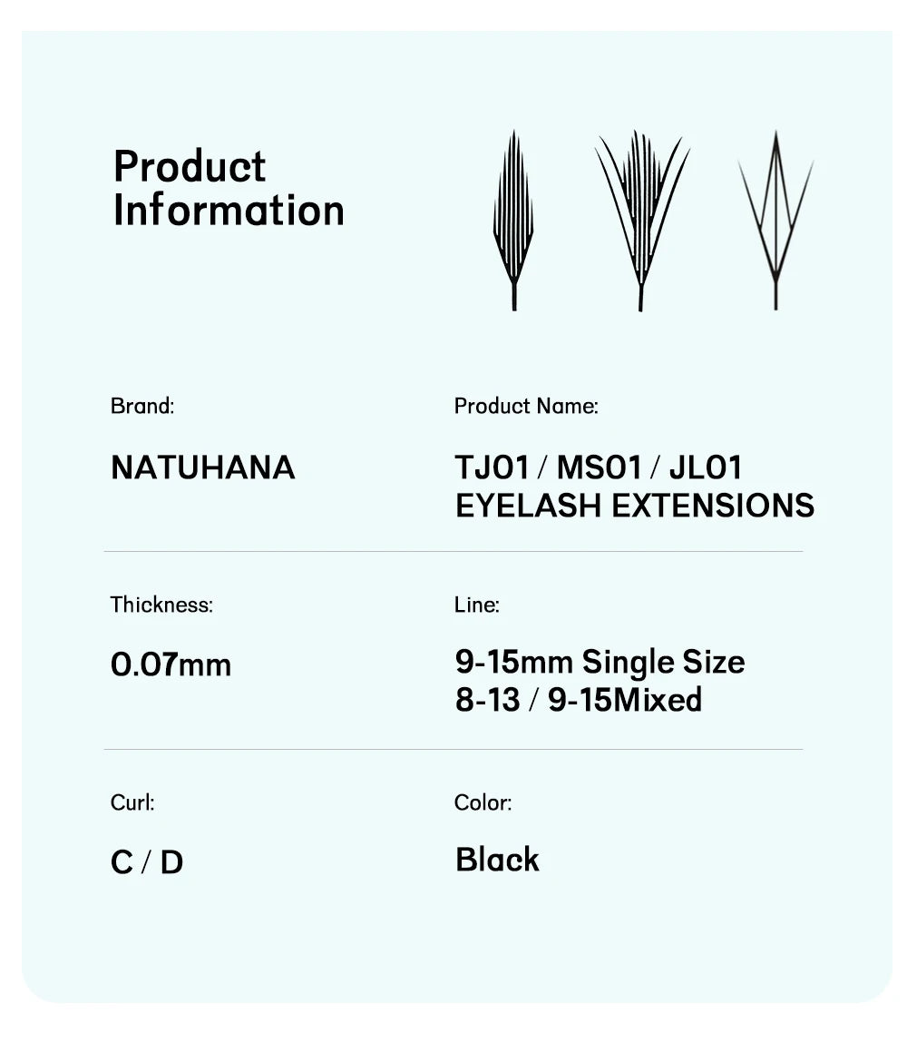 NATUHANA Narrow Spiky Premade Fans Fairy Wings Eyelash Extensions Anime Manga Style Soft Wispy Volume Lashes DIY Salon