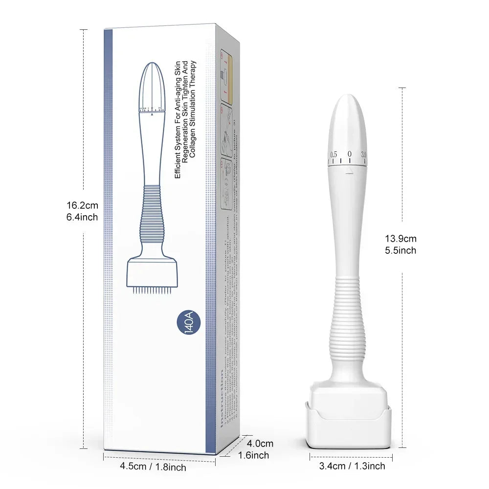 140A Derma Stamp Microneedling 140Pins Face Roller Massager Adjustable Titanium Needle Length 0.25mm For Skincare Beard Hair