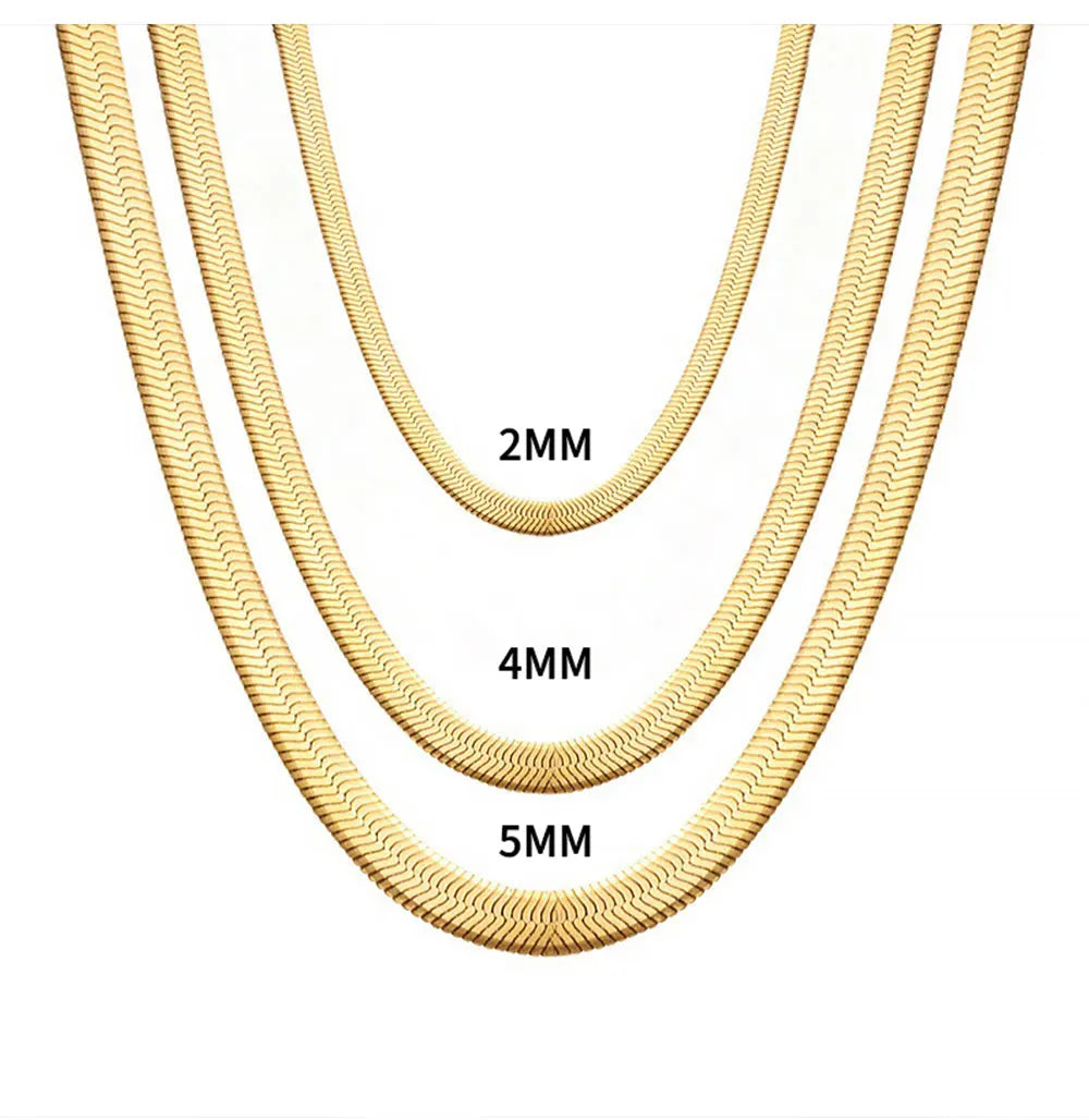 Blade Snake Chain Stainless Steel Necklaces Unisex Men Choker Width 2/4/5mm Herringbone Necklace For Women Jewelry Party Gifts