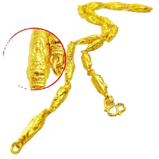 Plated 100% Real Gold 24k 999 Necklace Men's 999 Dominant Personality Fashion Jewelry 999 Permanent Color Pure 18K Gold Jewelry