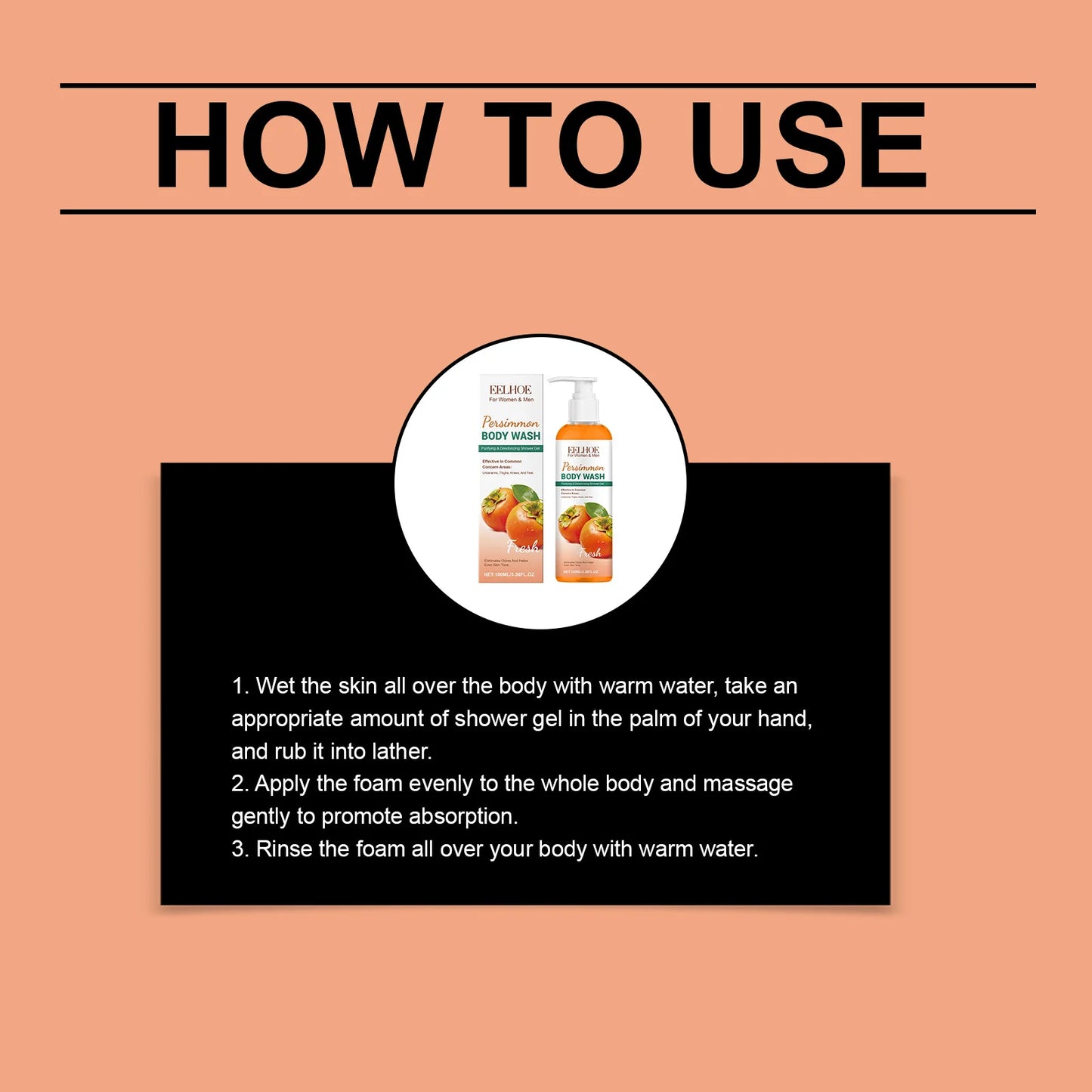 Persimmon Body Wash Eliminating Odor Exfoliating Long Lasting Moisturizing Refreshing Oil Control Smoothing Fragrance Shower Gel