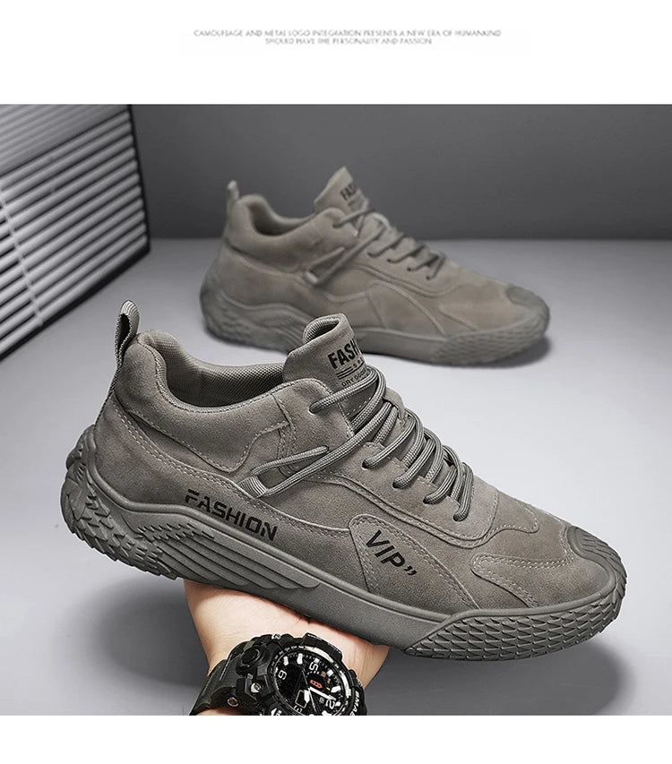Spring New Men's Shoes, Comfortable Casual Shoes, Lightweight Trendy Versatile Solid Color Trendy Shoes, Men's Sports Thick-Soled Sneakers