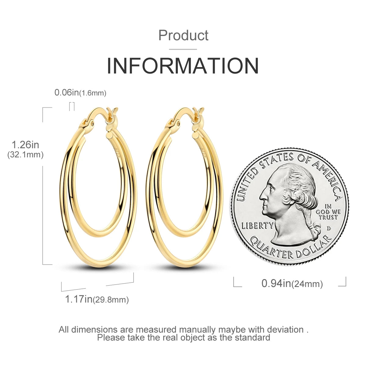 CYCUFF S925 Sterling Silver Zircon Simple Geometry Big Double Ring Earrings Birthday Party Gift Trend 2025 Jewelry Women Earring