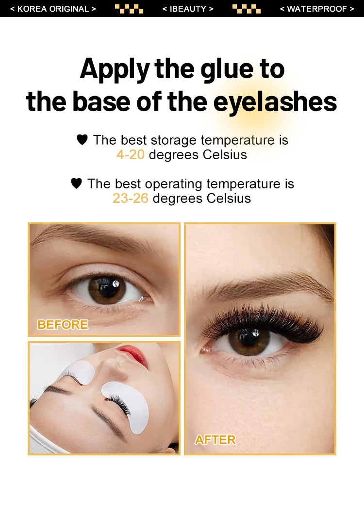 20 Bottles Original IBeauty Super Plus Glue for Eyelash Extensions 5ml Korea Golden Cap False Eyelash Glue Makeup Tools Supplies