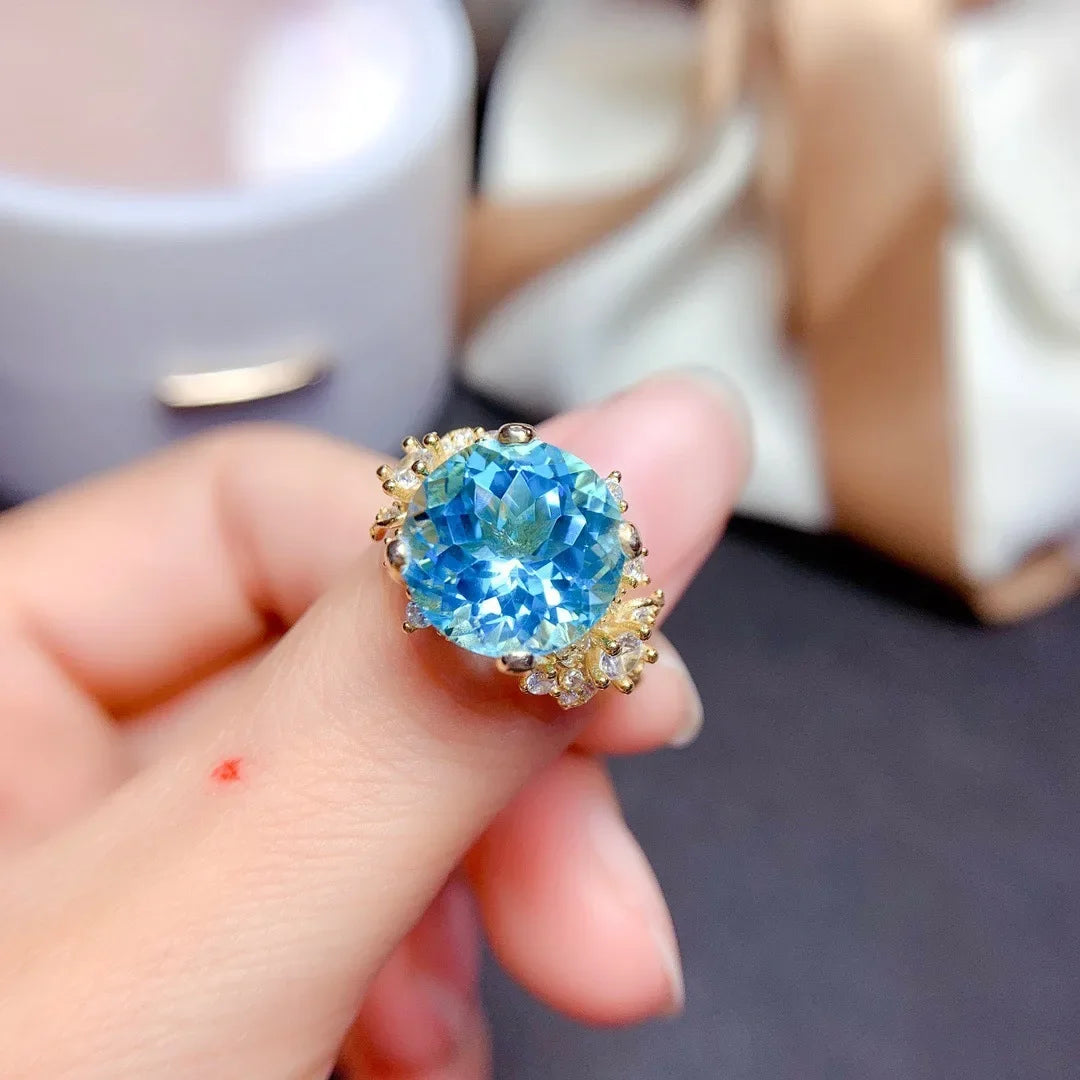 100% 925 Silver Ring Origin Blue Sapphire Jewelry for Women Anillos De Wedding Bands Sapphire Gemstone Anel Females Girls Box