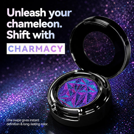 CHARMACY Multichrome Glitter Eyeshadow Set with Primer Long-lasting High Chrome Pigment Eye Shadow Cosmetic Makeup for Women