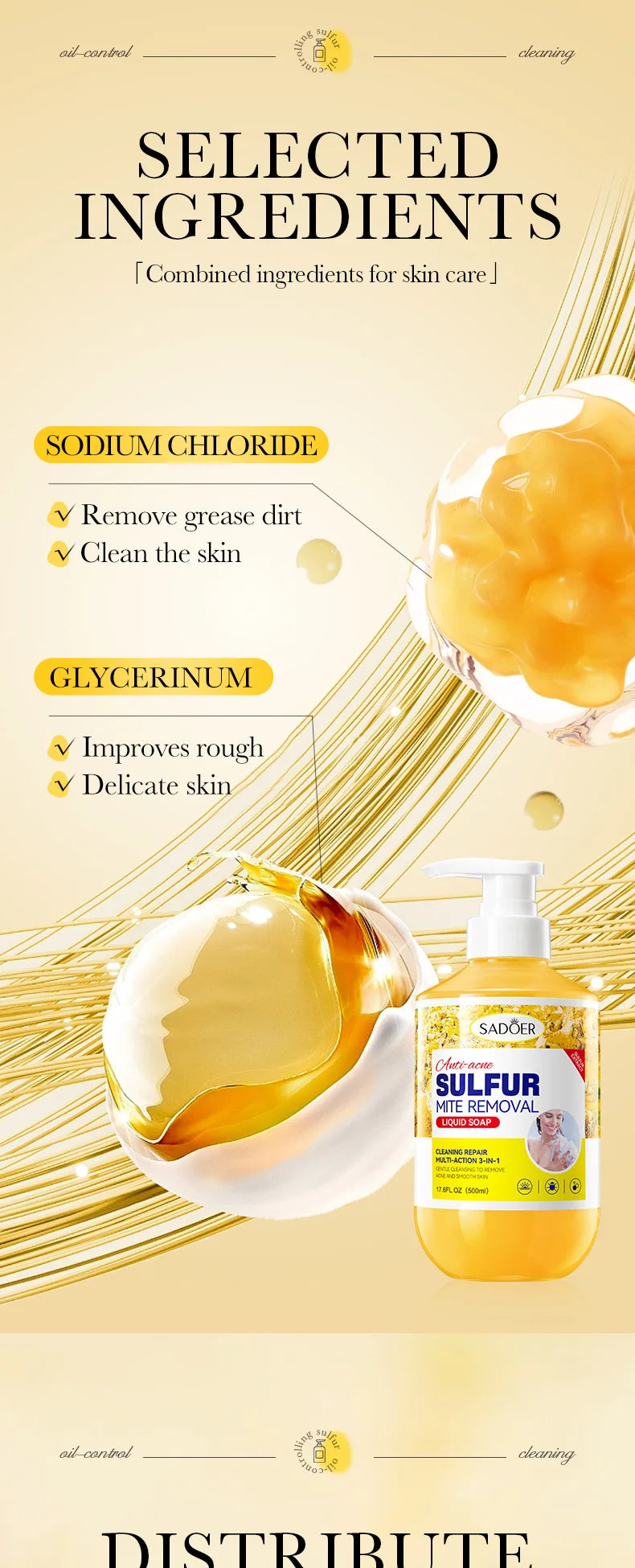 500ml Deep Cleansing Sulfur Mite Removal Body Wash Oil Control Shower Gel  Bath and Body Cleansers