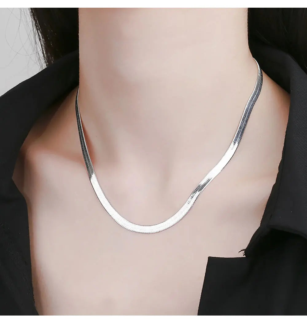 Blade Snake Chain Stainless Steel Necklaces Unisex Men Choker Width 2/4/5mm Herringbone Necklace For Women Jewelry Party Gifts