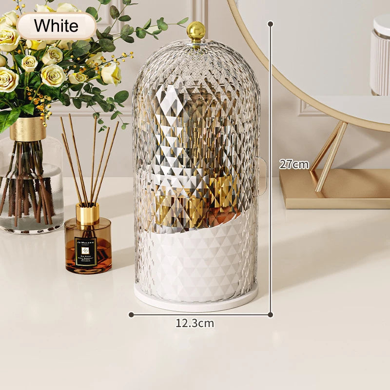 Makeup Brush Storage Rack Rotating Lipstick Eyebrow Pencil Storage Box Dustproof Desktop Compartment Cosmetic Holder