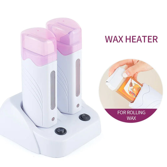 Electric Waxing Warmer Hair Removal Double Depilatory Roll On Wax Heater Portable Hot Melt Wax Heater for Men Women Home Using
