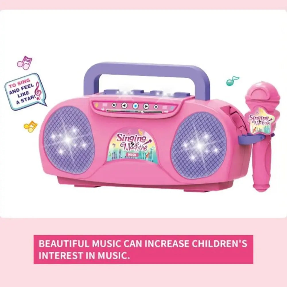 Singing Microphone Machine Kids Portable Karaoke Music Instrument With Lights Connect Phone Toys For Girl Boy Educational Gifts