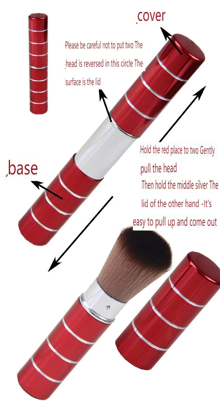 Retractable Dome Blush Make Up Brushes Aluminum Eyeshadow Foundation Facial Brushes Make Up Cosmetic Tools Women Girls Wholesale