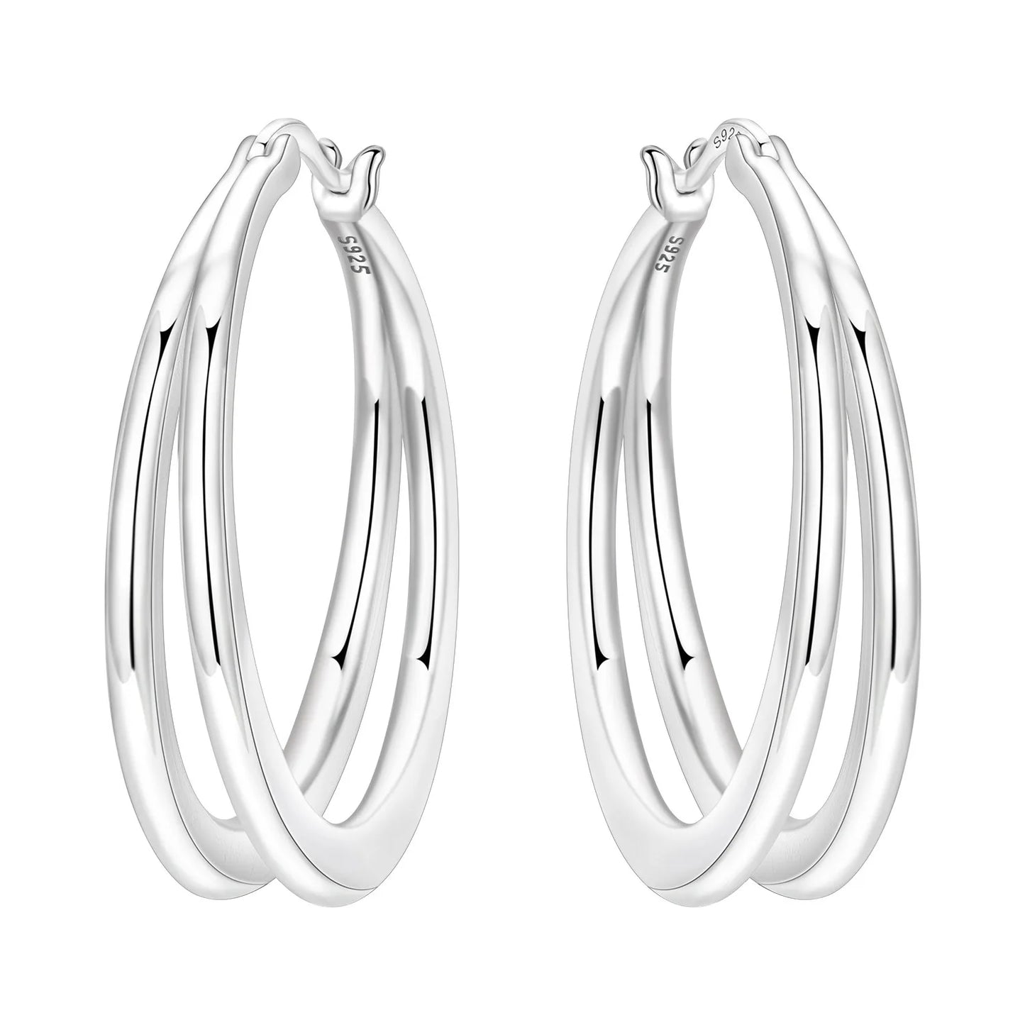 CYCUFF S925 Sterling Silver Zircon Simple Geometry Big Double Ring Earrings Birthday Party Gift Trend 2025 Jewelry Women Earring