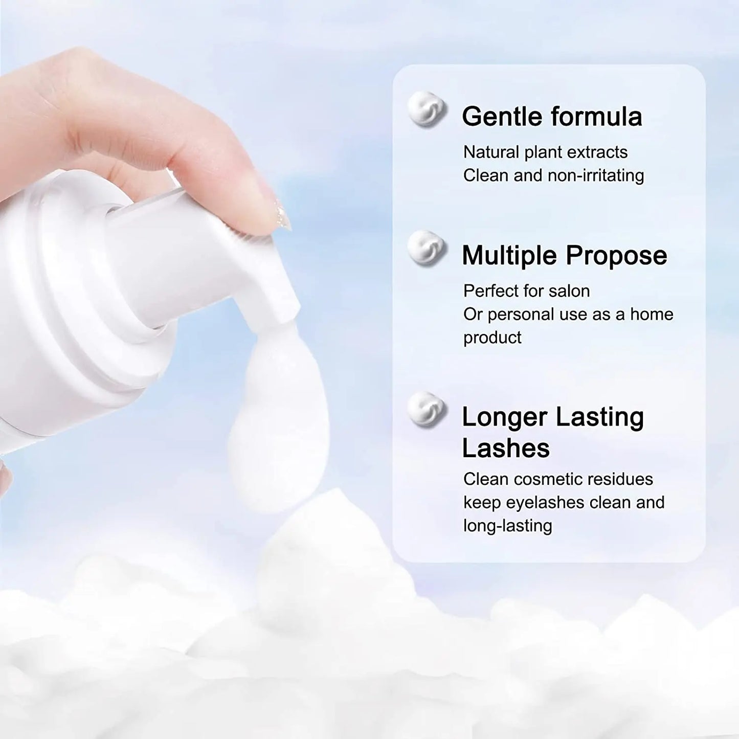 50ML Eyelash Extension Cleanser Shampoo Kit Mousse Fast Makeup Glue Removal Foam Set For Women Deeply Cleaning With Brush
