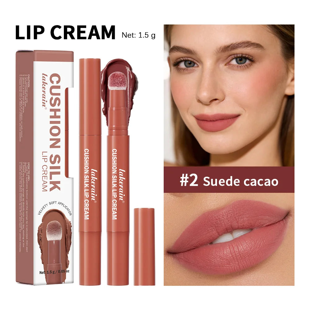Cushion Silk Lip Cream Long Lasting Wear Waterproof Non Transfer Formula Matte Velvety Finish Lip Glaze Natural Cosmetics